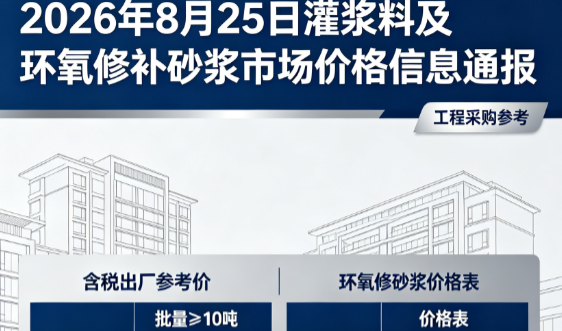叙永2026年8月25日灌浆料及环氧修补砂浆市场价格信息通报